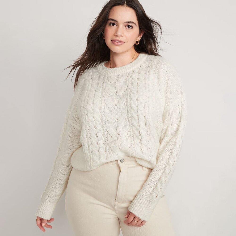 NWT - Tall Old Navy Cable-Knit Sweater Sea Salt - Picture 4 of 5